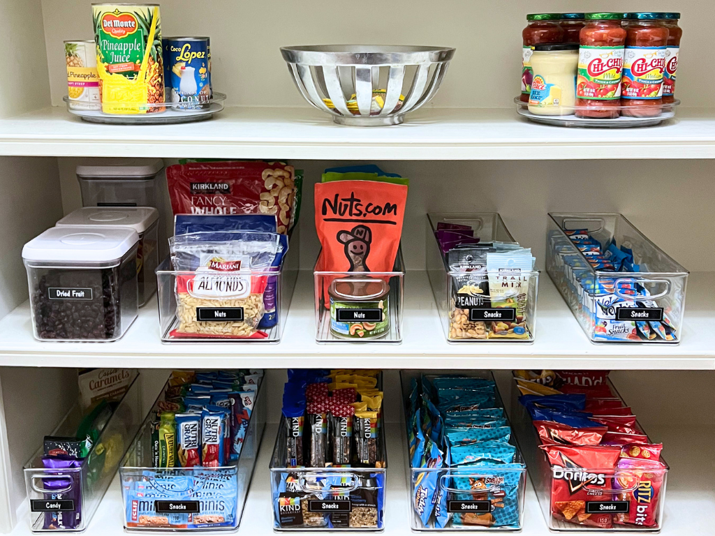 clear bins being used in pantry