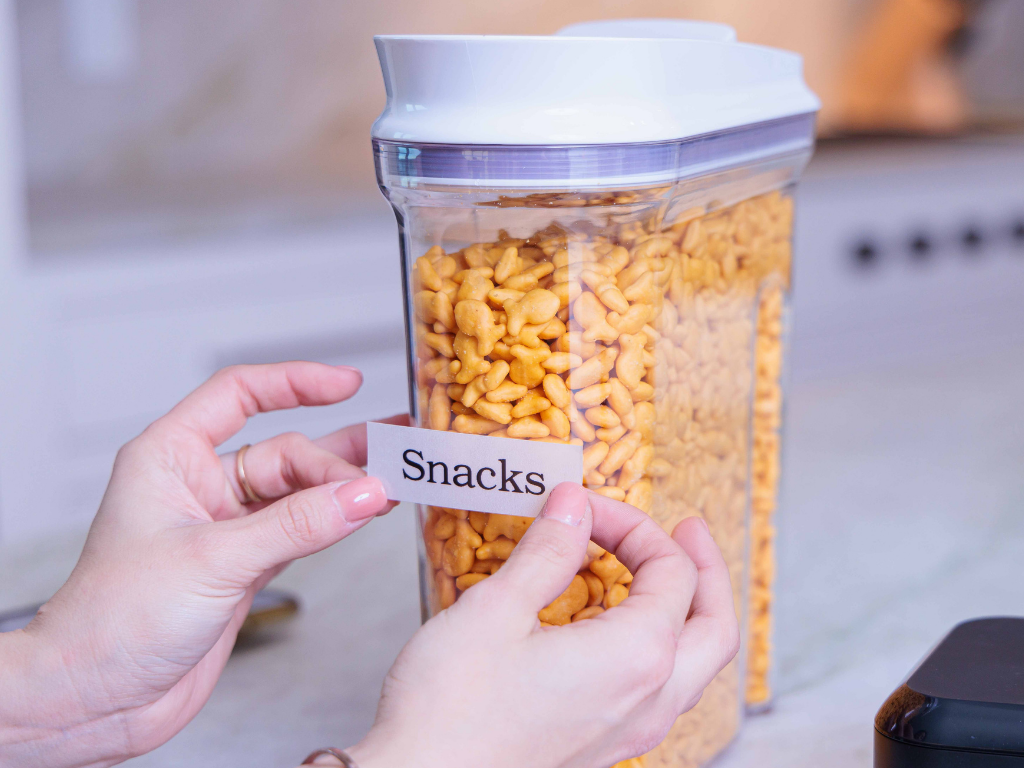 label being used on snack container